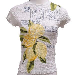 🔖 Fresh Market Lemon Print Textured Top